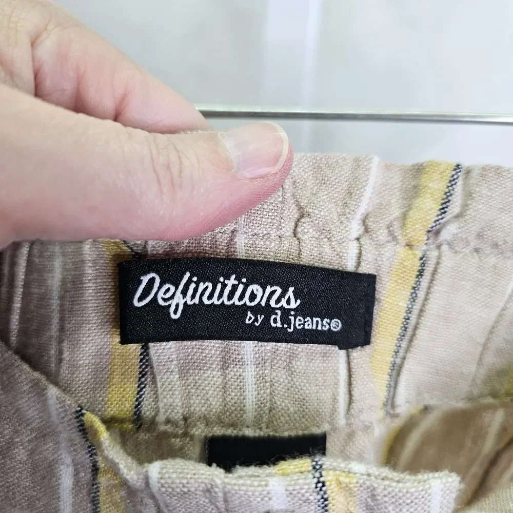 Definitions by d. jeans Striped Flowy Linen Shorts Size Medium